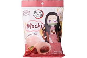 ANYYUMS Demon Slayer Strawberry Mochi – 120g (4.23 oz) – Soft & Chewy Japanese Rice Cake – Nezuko Kamado Collectible Anime Snack (1-Pack)