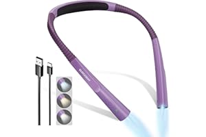 Glocusent Upgraded Book Light for Reading in Bed, LED Neck Reading Light with 30-min Timer, 3 Colors & 3 Brightness Adjustabl