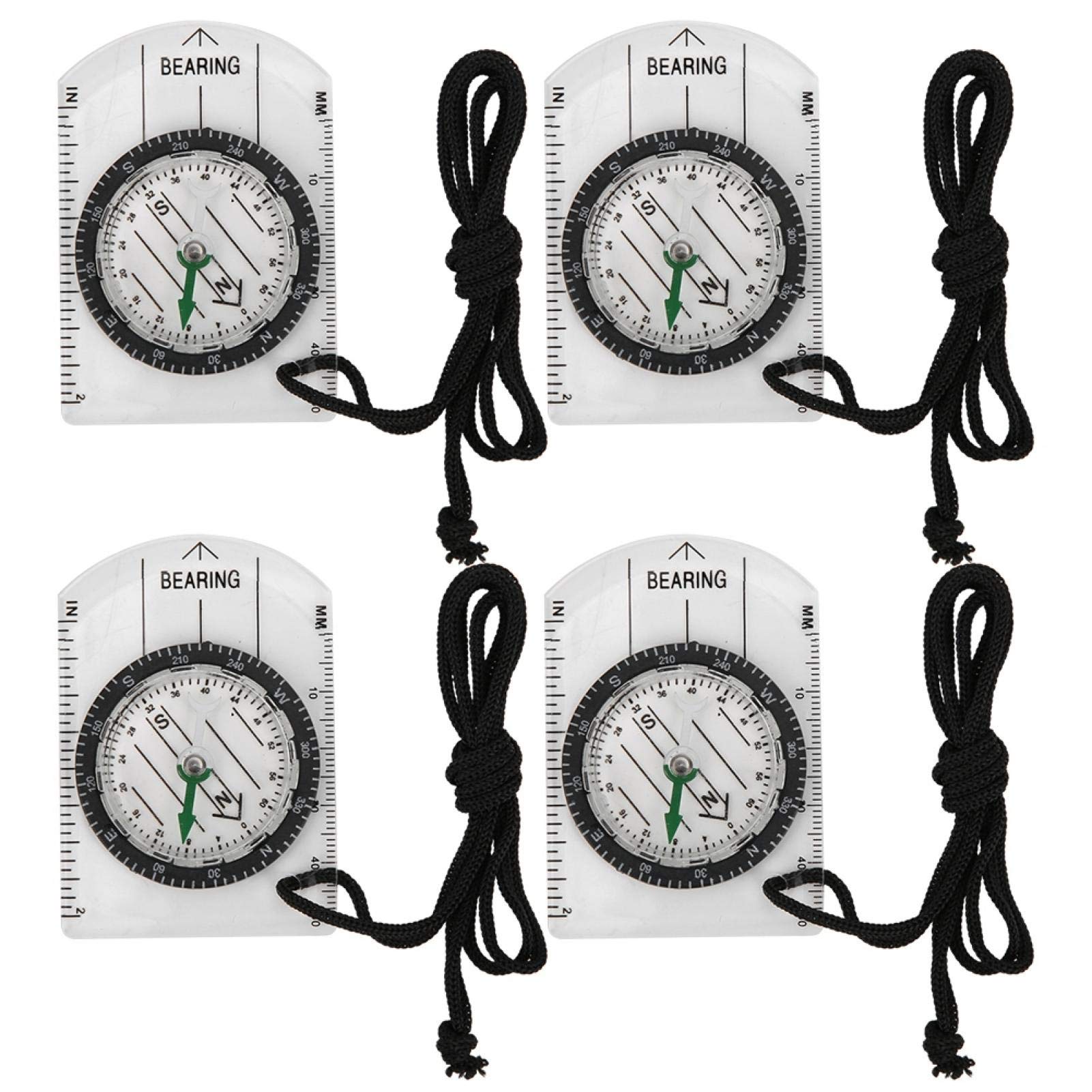 Alomejor 4pcs Navigation Compass Professional Map Reading Compass Children Adult Hiking Traveling Compass
