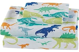 FANCY LINEN LLC INC Fancy Linen Sheet Set for Boys/Girls/Teens Kids Dinosaur Dino World Vintage Green White Orange Blue New (Full)