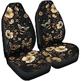 Chririnla 2 Piece Bee Car Seat Covers Accessory Retro Flower Auto Seat Cover for Front Seats Protection Universal Fit Most Vehicle SUV Truck Washable Automotive Bucket Seats Cushion