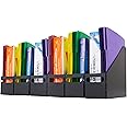 IRIS USA Metal Magazine File Holders, 6 Pack, for Letter/Legal File, Durable Vertical Desktop File Paper Organizer, File Storage Box Stand Rack for Document Notebook Binder Home Work Office, Black