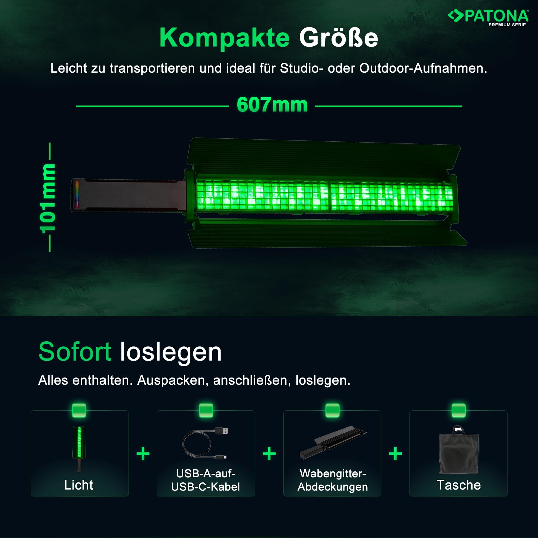 PATONA Premium LED-Stableuchte/Schwertleuchte RGB/Bi-Color | 72 LED's - 1800 Lumen | Farbtemperatur CCT 2500K - 9000K - 24W Power | 24 Fantastische Lichteffekte | APP-Steuerung | Fernbedienung 7