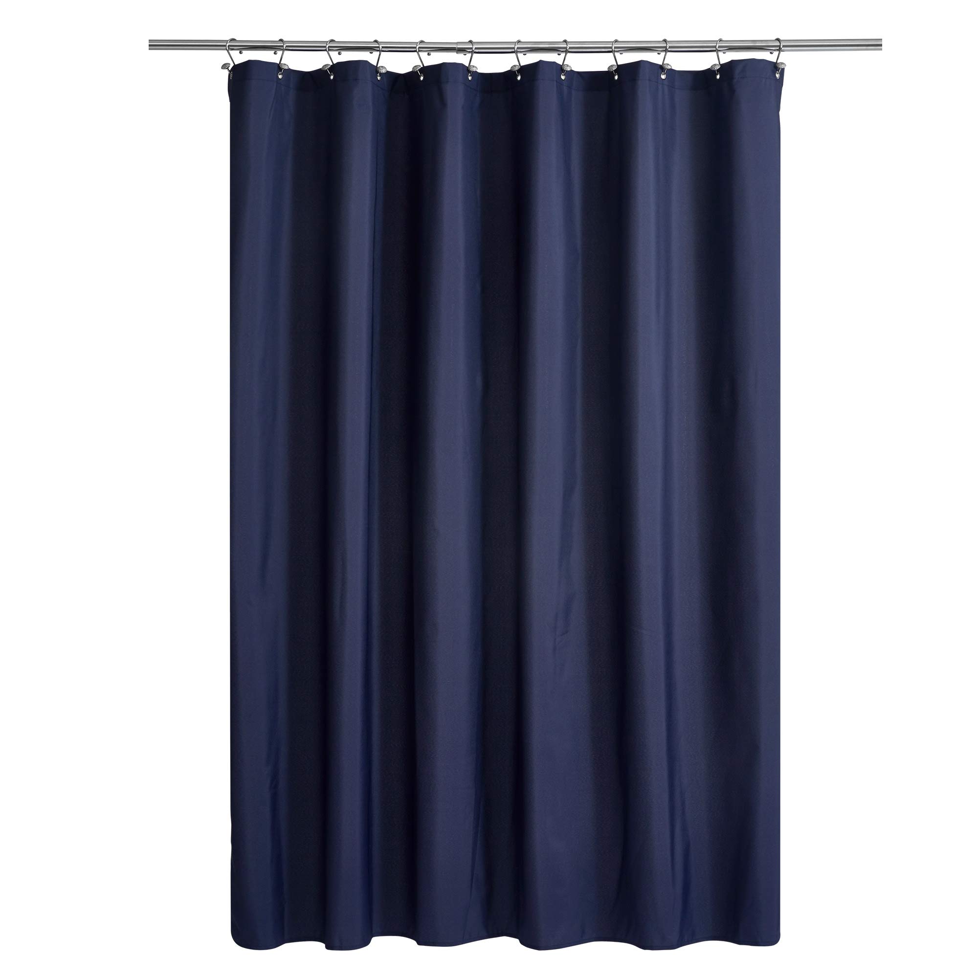 N&Y HOME Ultimate Waterproof Fabric Shower Curtain or Liner with Weighted Magnets, Navy Blue Shower Curtains for Bathroom, TPU Lining & Machine Washable for Hotel, Navy, 72"x72"