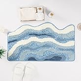 Loismood Luxury Bath Mat Non Slip and Super Absorbent Soft Microfiber Area Rug Machine Washable Rug for Living Room, Bedroom and Bathroom (Wave, 31"x20")
