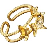 Elarlace Butterfly Sparkle Gold Rings for Women Non Tarnish 14K Gold-Plated Hypoallergenic Adjustable Size Cubic Zirconia Ring, Perfect Fashion Accessories and Gold Jewelry for Women