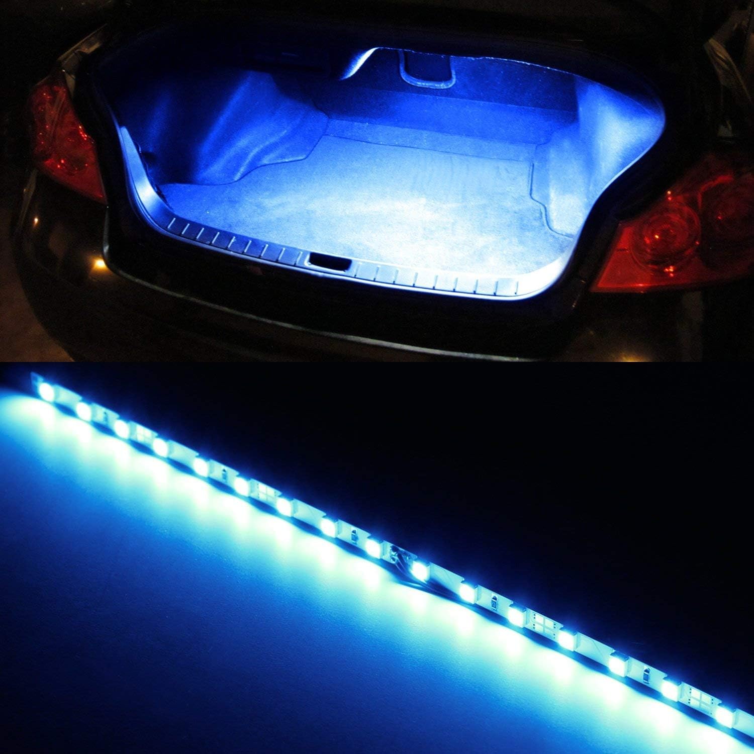 iJDMTOY (1) 18-SMD-5050 LED Strip Light Compatible With Car Trunk Cargo Area or Interior Illumination, Ultra Blue: Automotive