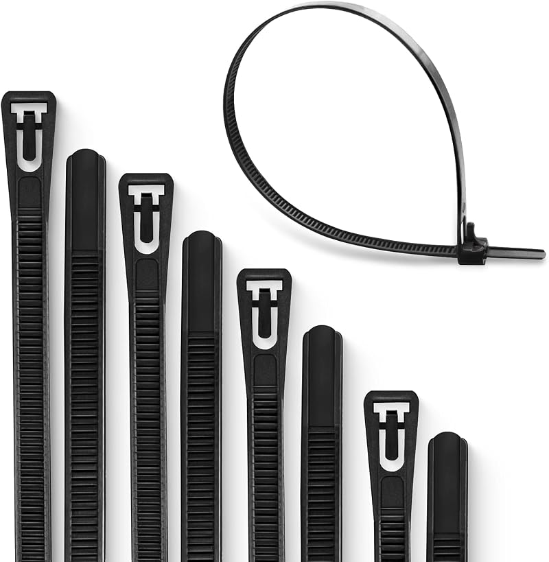 Meccion 100 Piece Releasable Cable Ties Heavy Duty Nylon 250mm Black