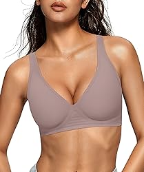 OEAK Womens Deep V Bras Wireless Comfortable Bra