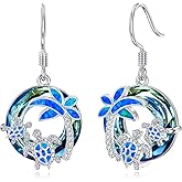 POTOPYY Crystal Dangle Earrings Sterling Silver Turtle Earrings for Women Turtle Gifts