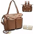 miss fong Diaper Bag Tote Leather Diaper Bag Backpack Large Tote Bag,Baby Diaper Bag for Women,Diaper Bag Purse with 11 Diape