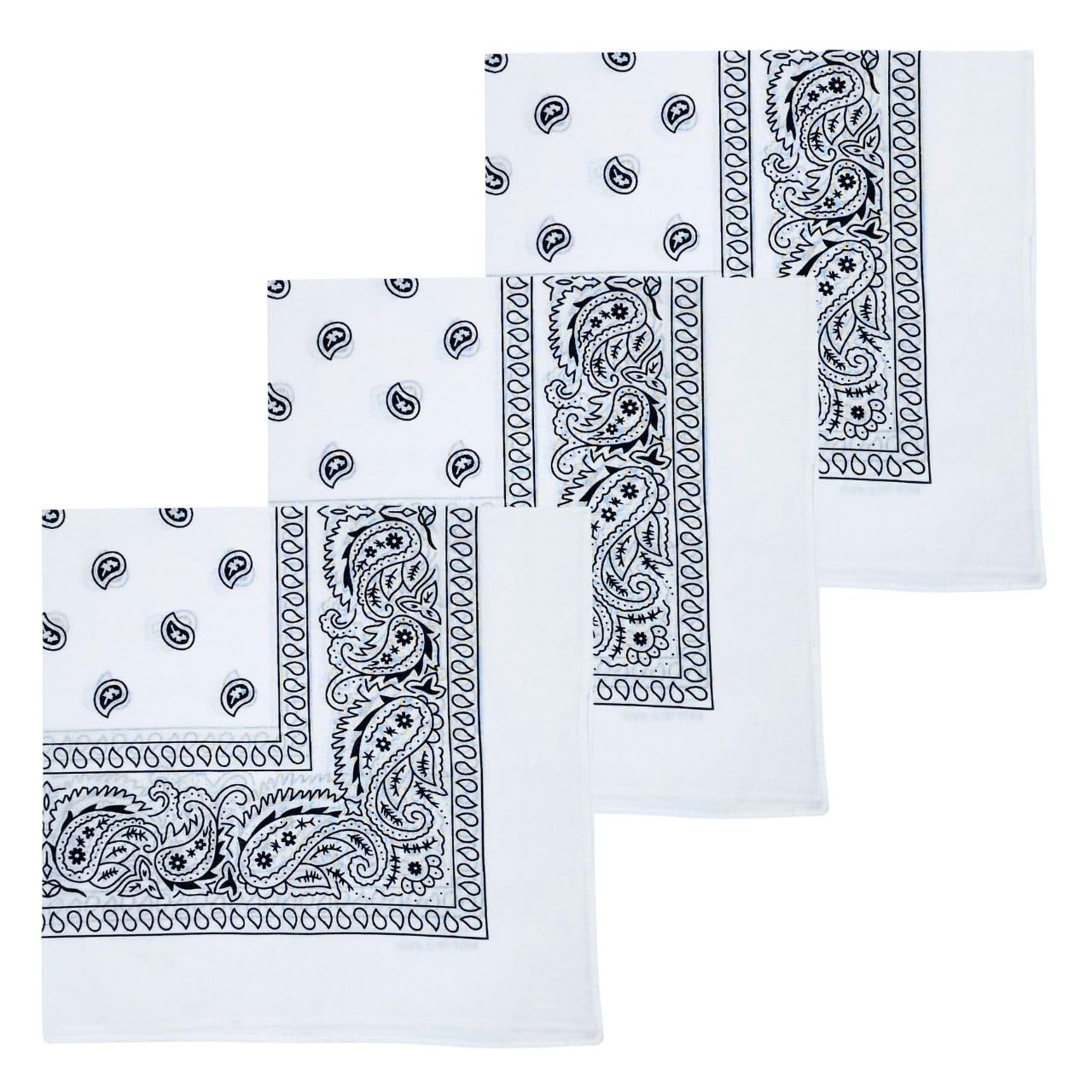 MDSTYLE 3 PCS 100% Cotton Bandana for Men & Women