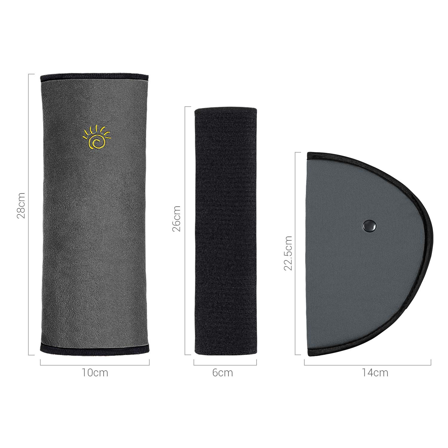 Car Seat Belt Pillow, Elegear [3 Pack] Comfortable Soft Seat Belt Cover Pads, Ergonomic Breathable Cotton Head Support Shoulder Protection Cushion for Baby, kid, Adult - Gray