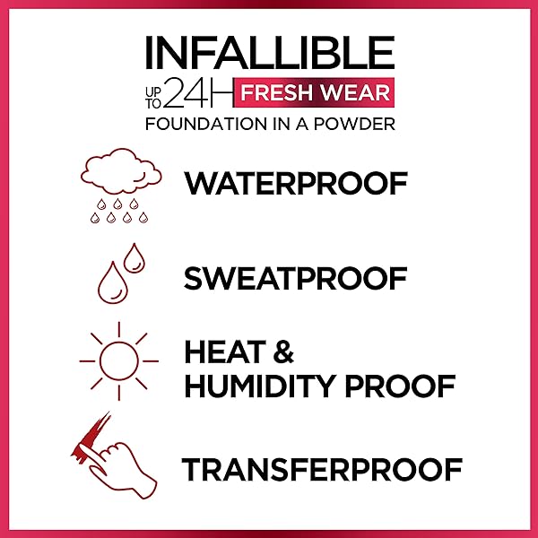 L’OREAL PARIS MAKEUP INFALLIBLE FRESH WEAR FOUNDATION IN A POWDER, UP TO 24H WEAR, WATERPROOF, RADIANT HONEY, 0.31 OZ.