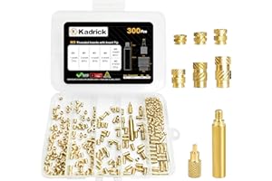 KADRICK 300 Pcs M3 Threaded Inserts for Plastic with Heat Set Tip,M3*(3mm-10mm Hight)*4.5mm Heat Set Inserts Kit,Brass Inserts for 3D Pringting
