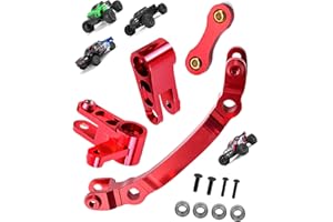 Rcarmumb Steering Set Upgrades Part for 1/10 Arrma Granite/Senton/Typhon 4X4 3S BLX & Mega 550,Big Rock 4X4,Outcast/Kraton 4x4 4S BLX,Aluminum Bellcrank Steering Link,Replace AR340132,Red