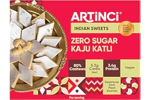Artinci Sugar free Kaju Katli | Low Carb | Low GI | No Added Sugar | Made with Pure Kaju (200 gms) (Pack of 1)