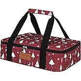 Cooklux Insulated Casserole Carrier 9x13 Inch, Durable Nylon, Leak-Proof Casserole Dish Carrier, Casserole Carriers for Hot or Cold Food (Christmas)