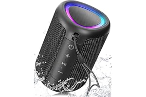 Portable Bluetooth Speaker with Lights, Powerful Crystal Clear Sound, IPX5 Waterproof, All Day Playtime, AUX&TF-Card Input, B