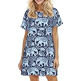 Dujiea Women's Short Sleeve Nightgown - Soft Knee-Length Nightshirt | Comfy A-Line Nightdress Ladies Pajama Dress