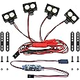 Light Bar Crawler Lights LED Headlight 4PCS RC Car Lights Accessories for Axial SCX10 Traxxas TRX4 TRX4M Arrma Senton Redcat GEN7 1/10 1/18 Car Roof Light Kit Zhongzhen