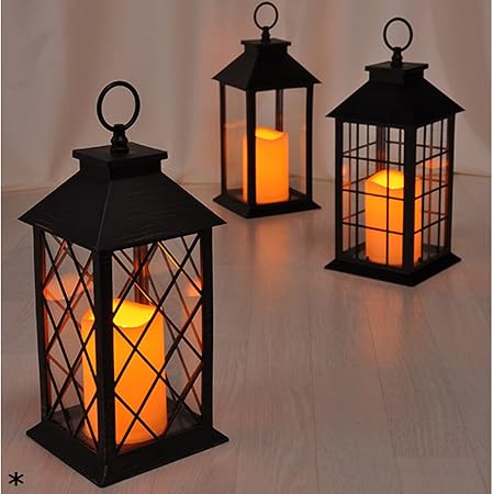 LED Laterne, für den Innen und Außengebrauch, 14 x 14 x 33 cm Kerze