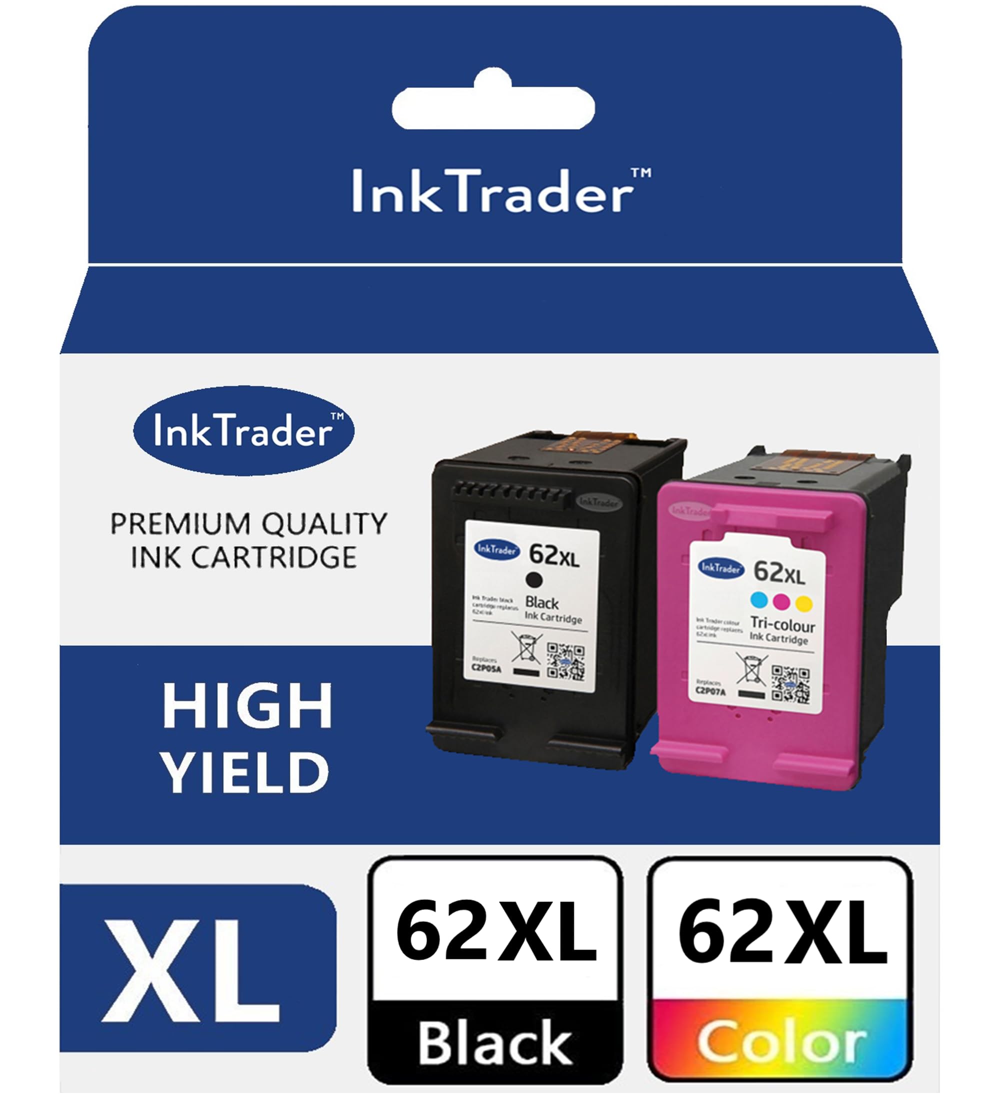 Ink Trader 62XL Ink Cartridge Replacements for HP 62/XL Black and Colour Remanufactured for HP Envy 5540 5541 5542 5543 5544 5545 5546 5547 5548 5640 5642 5644 5646 7640 OfficeJet 5740 5742