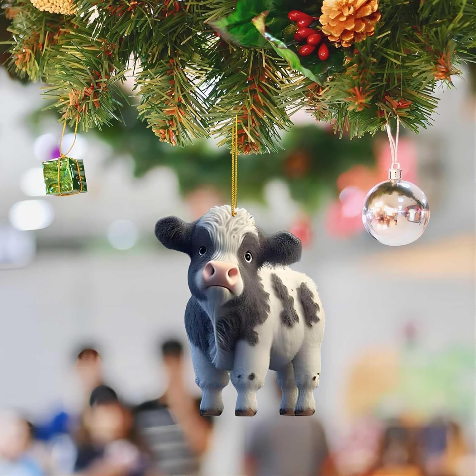 Acrylic Highland Cows Ornaments, Hanging Decorative Ornaments for Christmas Tree Party Decoration