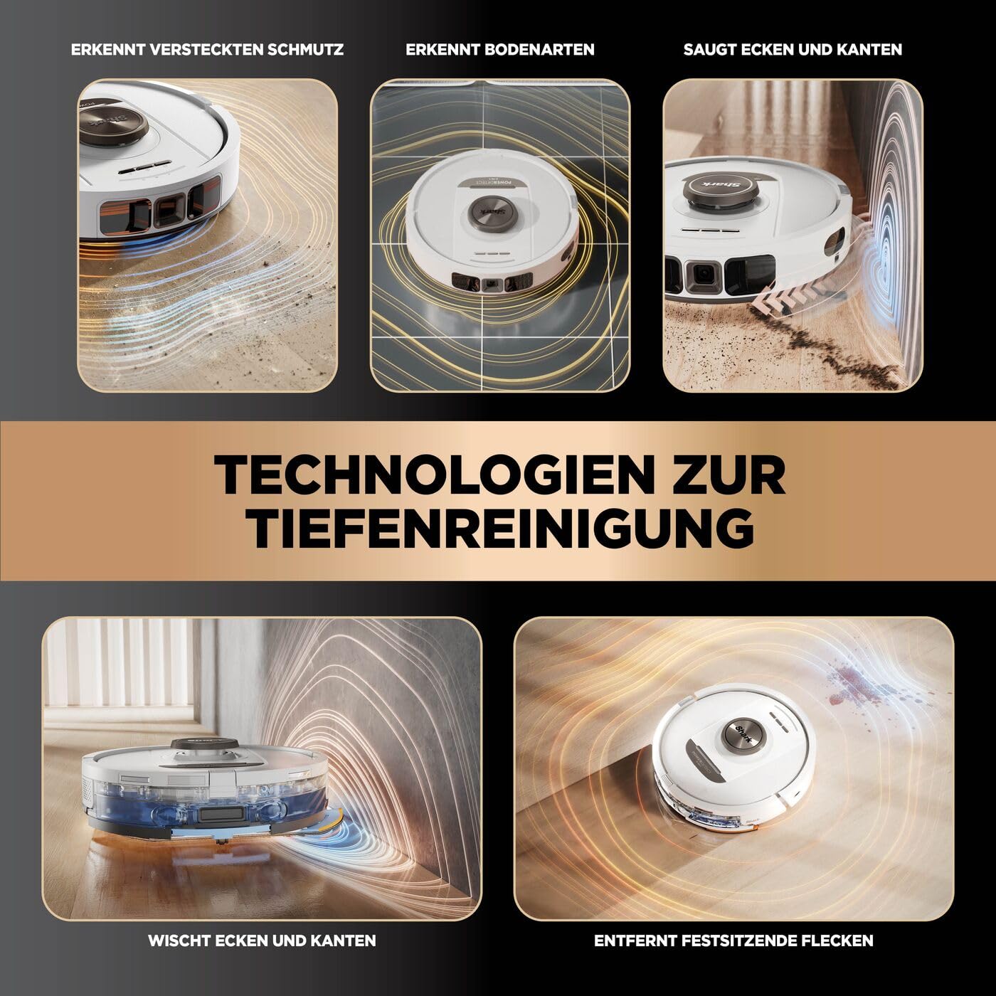 Shark PowerDetect 2-in-1 Saugroboter & Wischroboter, NeverTouch Pro 60-Tage-Selbstentleerung, selbständiges Nachfüllen & Reinigen, 3D-/ LiDAR-Navigation, NeverStuck, App-Steuerung, Weiß RV2800ZEEUWH 2