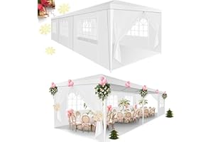 HOTEEL 10x30 Party Tent Outdoor Canopy Tent with Removable Sidewalls, White Tents for Parties Waterproof for Carpas Gazebo Shelter Patio Wedding Events BBQ