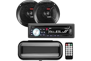 Pyle Marine Stereo Radio Receiver Speaker Kit - 200W Wireless Receiver and 150W Waterproof 6.5” Speakers, Hands-Free Talking, CD/MP3/USB/SD Player, AM/FM Radio, for Boat & Off-Road Vehicles