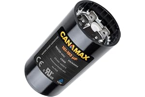 Canamax 161-193 uf/MFD 110-125 VAC ±20% 50/60 Hz CD60 Round Motor Well Pump Start Capacitor - Replacement for Central Air-Conditioners, Heat Pumps, Condenser Fan Motors, Refrigerators, Washers