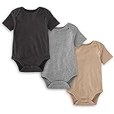 Burt's Bees Baby Unisex Short Sleeve Organic Cotton Bodysuits, 3-Pack