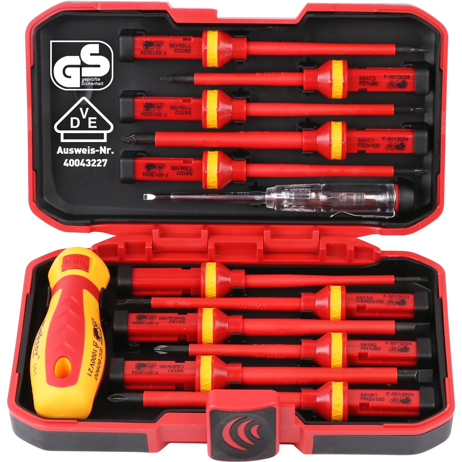 Photo 1 of 1000V Insulated Electrician Screwdriver Set - 13-Piece Professional Electrical Screwdriver Set Insulation Handle CRV Steel Magnetic Phillips Slotted Pozi Torx Tips VDE & GS Certified