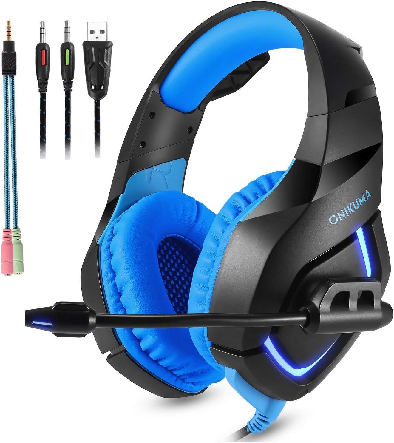 ONIKUMA Stereo Gaming Headset for PS4 Xbox One, Noise Cancelling Mic Over Ears Gaming Headphones with Microphone for Nintendo Switch Playstation 4 Laptop Smartphones and PC