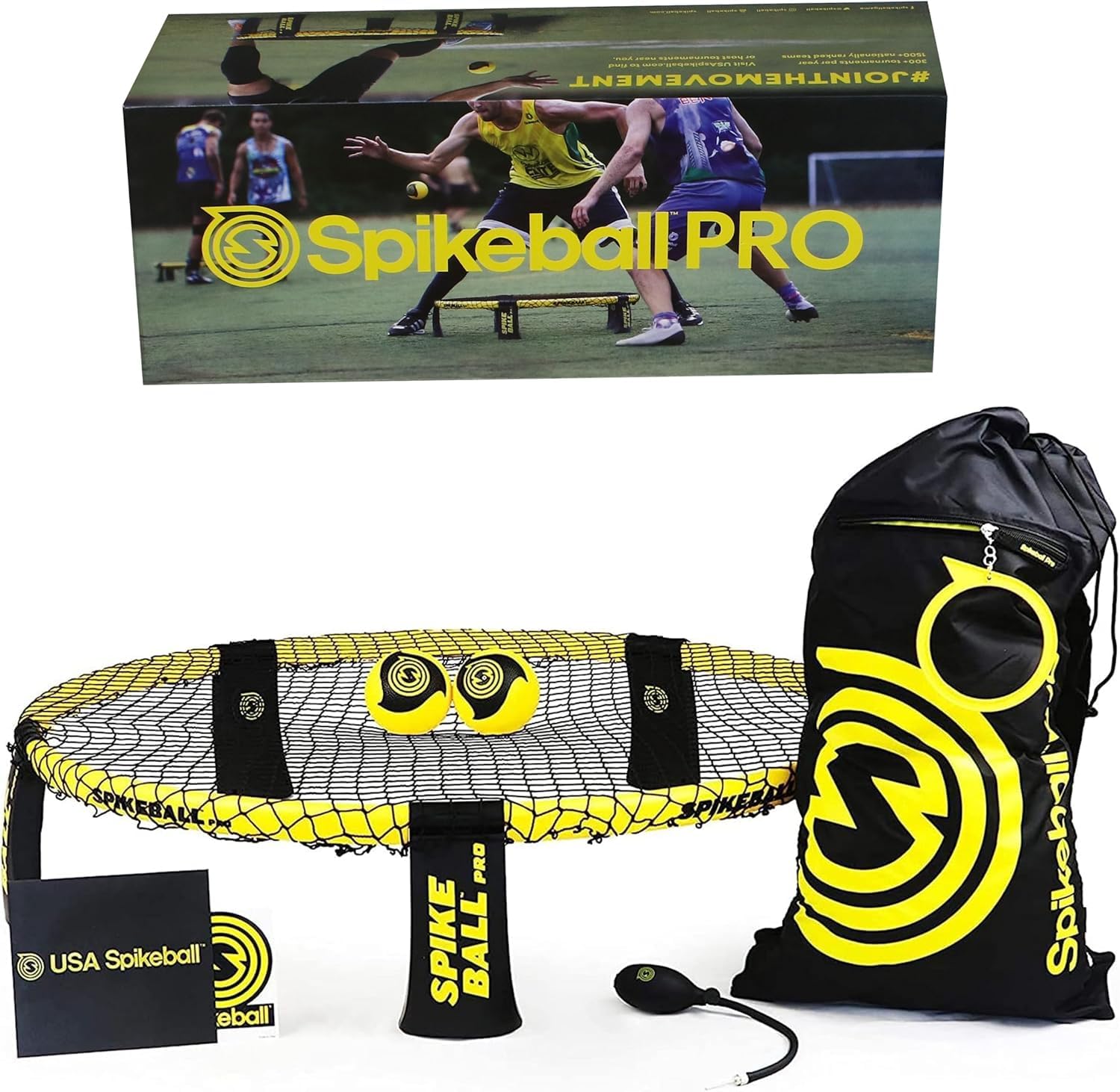Spikeball Pro Kit (Tournament Edition) - Includes Upgraded Stronger Playing Net, New Balls Designed to Add Spin, Portable Ball Pump Gauge, Backpack