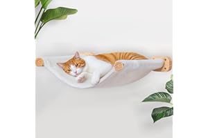 Cat Wall Hammock, Dual-Sided Cat Wall Bed with Canvas & Plush Fabric for All Seasons, Wall Mounted Shelf for Large Cats, Mode