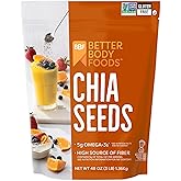 BetterBody Foods Chia Seeds 3 lbs, 48 Oz, with Omega-3, Non-GMO, Gluten Free, Keto Diet Friendly, Vegan, Good Source of Fiber