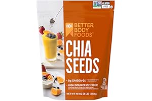 BetterBody Foods Chia Seeds 3 lbs, 48 Oz, with Omega-3, Non-GMO, Gluten Free, Keto Diet Friendly, Vegan, Good Source of Fiber, Add to Smoothies