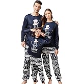 Onancehim Matching Christmas Pajamas for Family, Funny Holiday Cute Let It Snow Print Tops Plaid Pants Xmas Sleepwear Pjs Set
