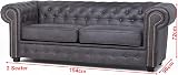 Sofas and More Astor Chesterfield Grey Faux Leather 3+2 Seater Sofa Suite view 4