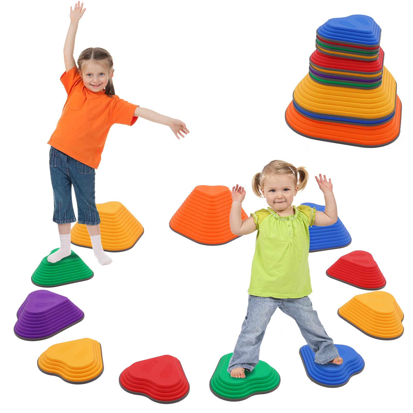 Photo 1 of 11PCS Balance Stepping Stones,Non-Slip Stepping Stone,Toddlers Sensory Play Equipment Toy,Durable Non-Slip Stones Promotes Balance Coordination & Strength for Kids Ages 3-8 (colorful)