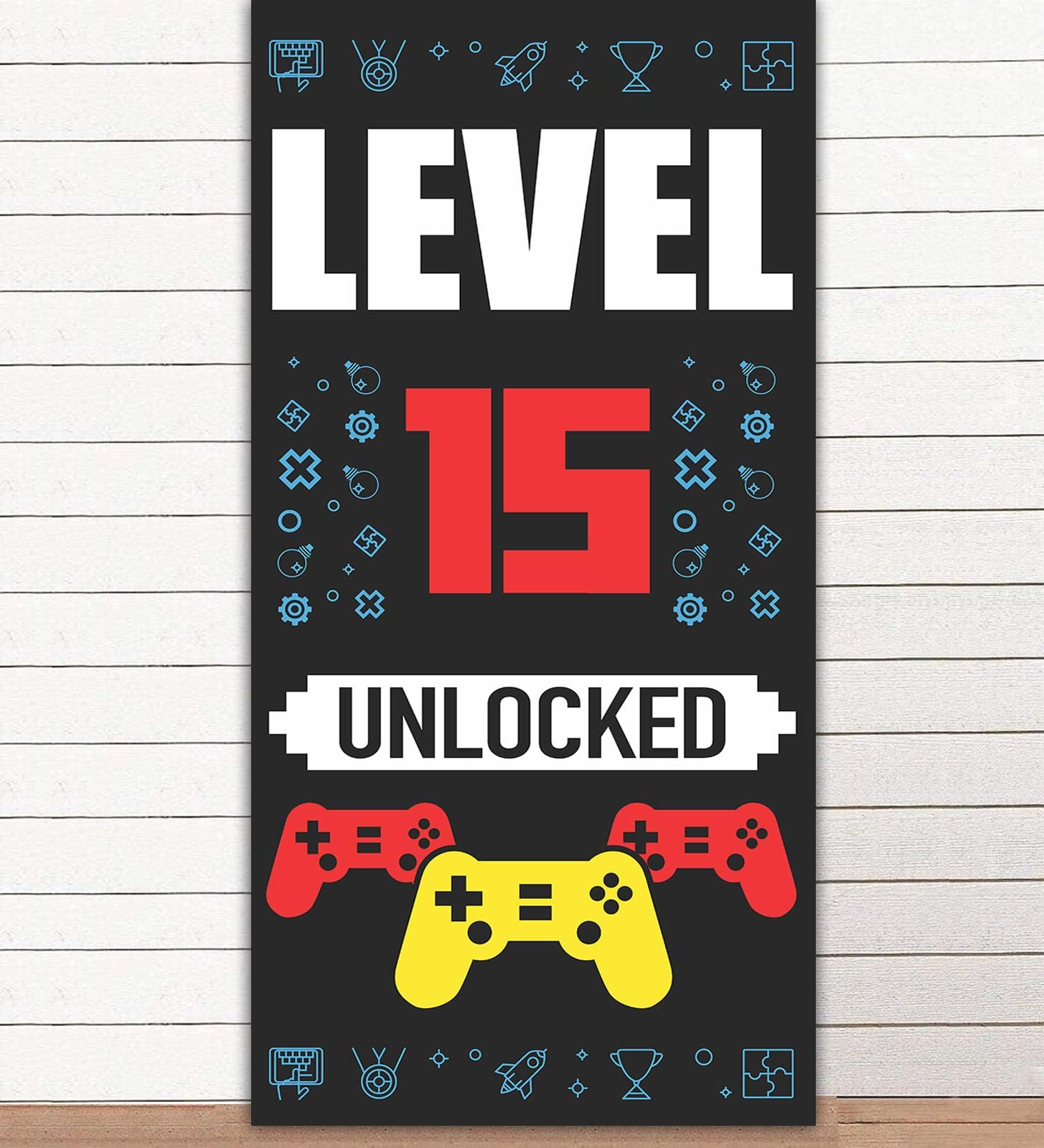 Level 15 Unlocked Banner - Game Theme Birthday Decor, Sweet 15 Party Supplies For Boys & Girls - View #4
