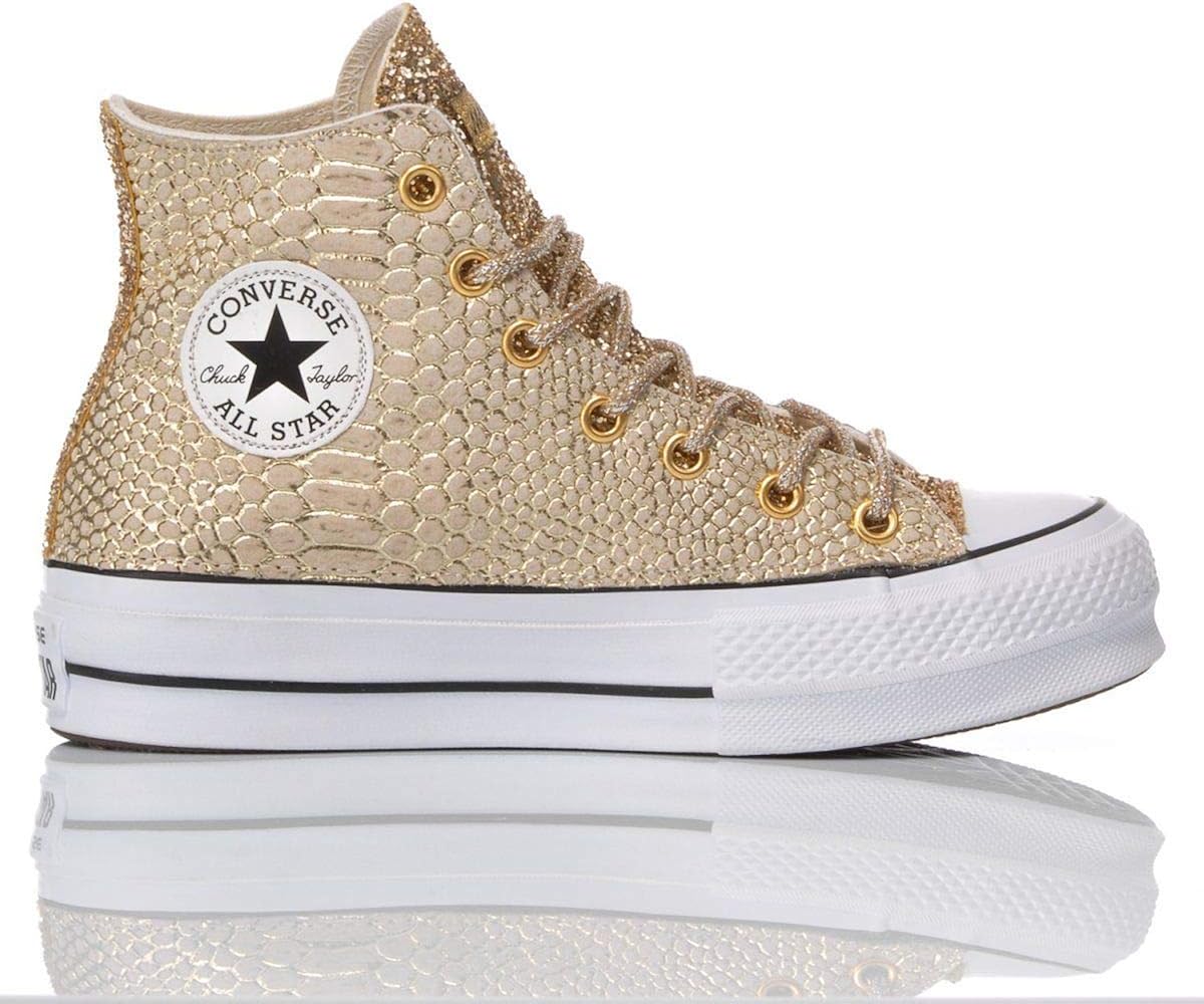 Amazon.com | Converse Luxury Fashion Woman PLATFORMGOLDEXPLOSION789 Gold Polyester Hi Top 