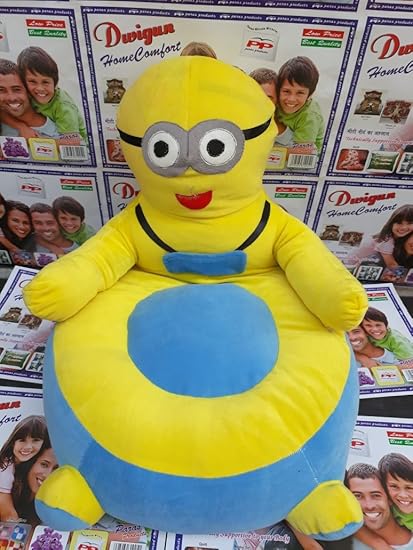 Tradeblush Baby seat Chair Stool Soft Toy Chair Comfortable Stuffed Spongy Hugable Cute Soft Toy Baby Minion Chair 46 cm Kids Playing seat Minion Baby seat Soft Toys seat for 1 to 5 Years Baby