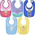 Disney Snow White Aurora Princess Belle Princess Ariel Princess Cinderella 5 Pack Bibs One Size