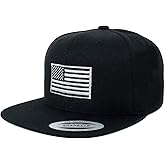 Armycrew Oversize XXL Grey American Flag Embroidered Structured Flatbill Snapback Cap