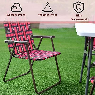 Buy Giantex Folding Lawn Chairs Set Of 6 Outdoor Portable Beach Chair W Stable Steel Frame For Camping Beach Backyard Bbq Folding Webbed Chair Red Online In Indonesia B07g97vjv3