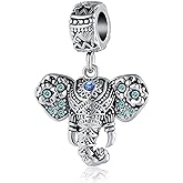 MZC Jewelry Lucky Elephant Charm Compatible with Pandora Bracelet Good Luck Animal Dangle Bead for Mom Daughter Sister Women Birthday