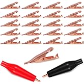 Moxweyeni Soldering Heat Sinks Micro Clip Toothless Mini Alligator, 20 Pack | Toothless Micro Design Prevents Damage, 5 Amp Copper, Red Black Covers Included, For Precision Electronics Soldering Work